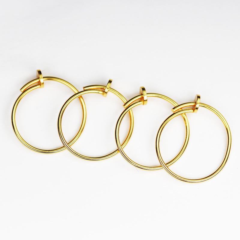 Gold Earrings 1 pair Gold Vermeil Style  Jewellery Findings Earring Hooks-Loop, 15mm round 0.95mm  Wire