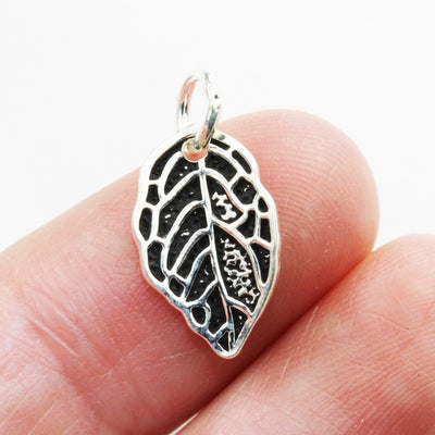 Silver Charm 2pcs Antique 925 Sterling Silver Jewellery findings Charm Beads , Leaf, 16*10mm