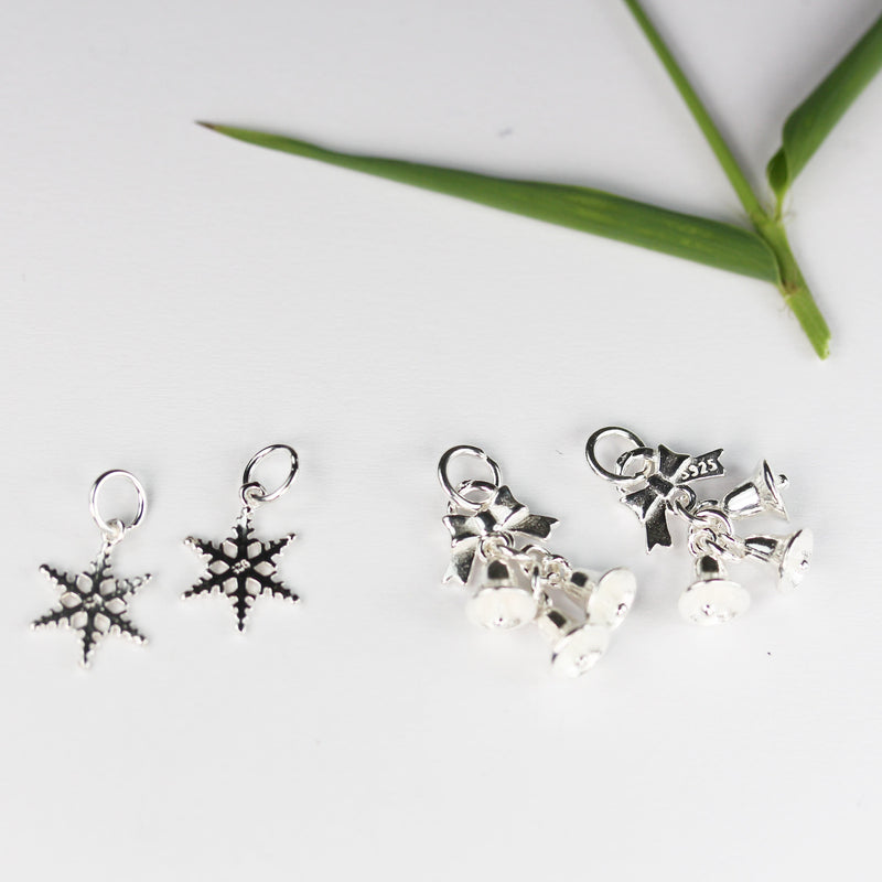 Charm2pcs 925 Sterling Silver Jewellery findings Charm Beads , 20mm Snowflake