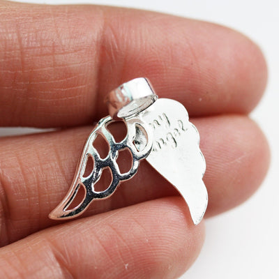 Jewelry charms 1pc 925 Sterling Silver Jewellery findings Charm Beads , Angel wings charm, 19*8mm wings, 7mm big hole closed ring