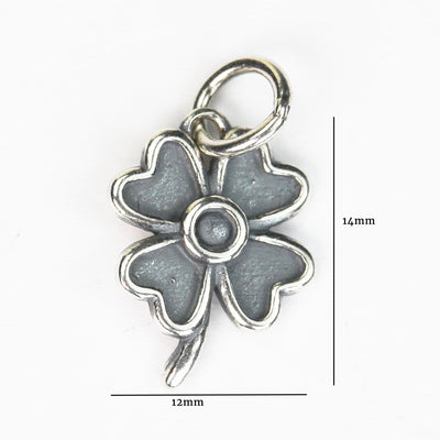 Antique Silver Charm 2pcs 925 Sterling Silver Jewellery Findings Charm Beads , 14*12mm Four leaf clover, 6mm Closed Jump Ring