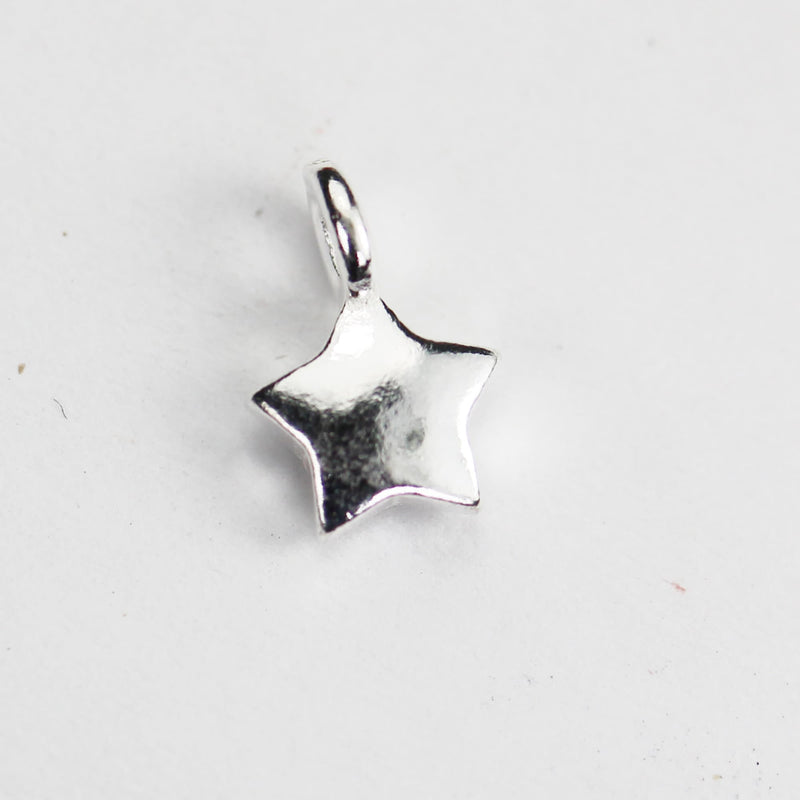 4pcs 925 Sterling Silver Jewellery findings Charm Beads , Star charm, 10*7mm, 4mm closed jump ring