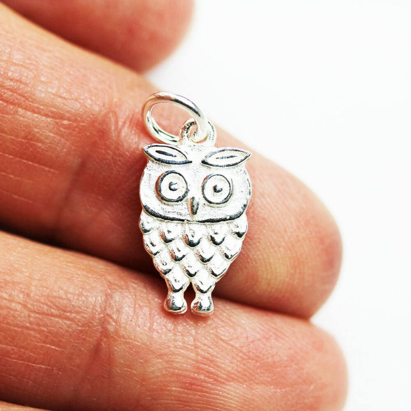 Jewelry charms 2pcs 925 Sterling Silver Jewellery findings Charm Beads , 7*13mm Owl