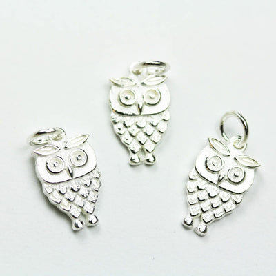 Jewelry charms 2pcs 925 Sterling Silver Jewellery findings Charm Beads , 7*13mm Owl