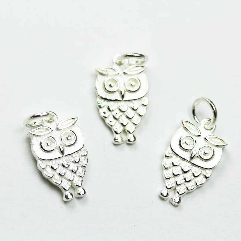 Jewelry charms 2pcs 925 Sterling Silver Jewellery findings Charm Beads , 7*13mm Owl