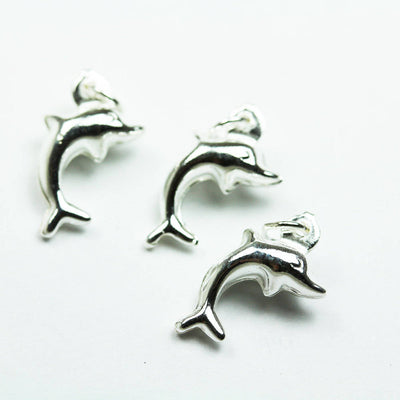 Charm 2pcs 925 Sterling Silver Jewellery findings Charm Beads , Dolphin, 14*6mm