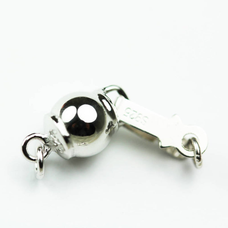 Sterling clasp 1pc 6mm Platinum Plate on 925 Sterling Silver Jewellery findings  Ball Box Clasp,15*6mm