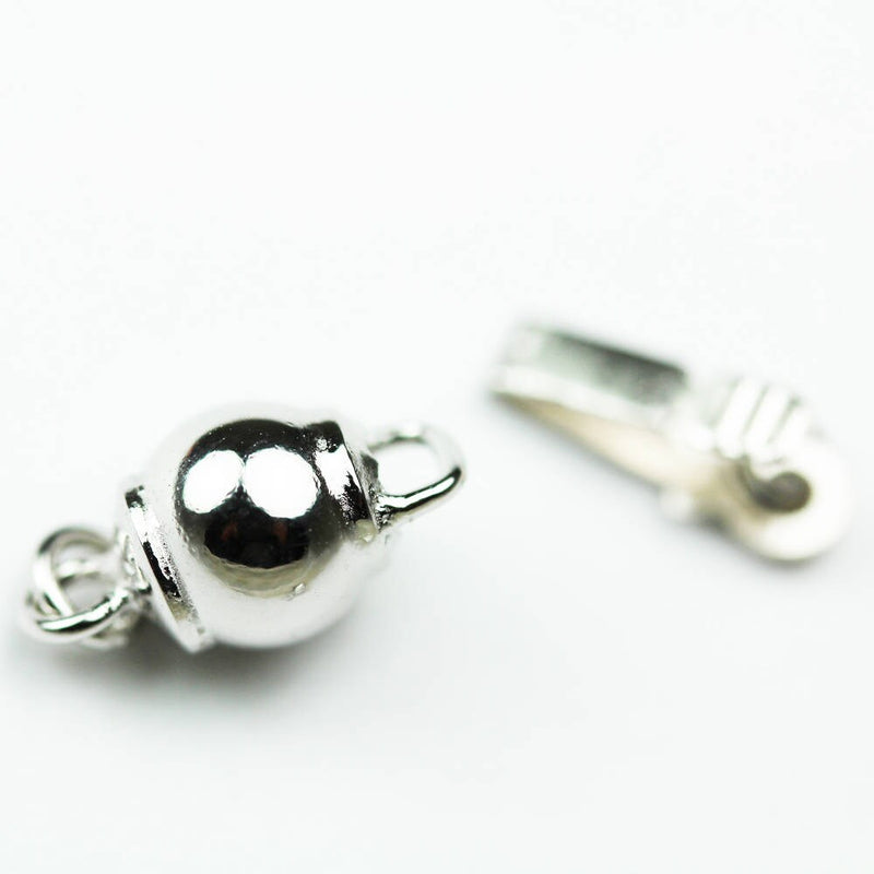 Sterling clasp 1pc 6mm Platinum Plate on 925 Sterling Silver Jewellery findings  Ball Box Clasp,15*6mm