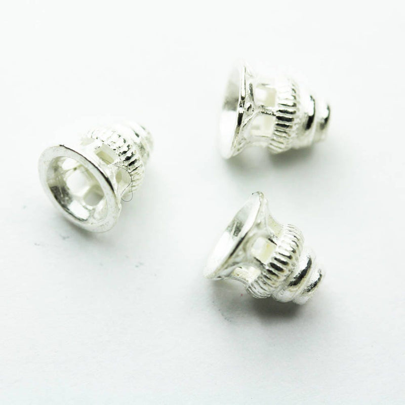 Jewelry End Cap 4pcs 925 Sterling silver Jewelry Findings Bead cap,8mm Flower cap, 8mm height ,5mm inner size