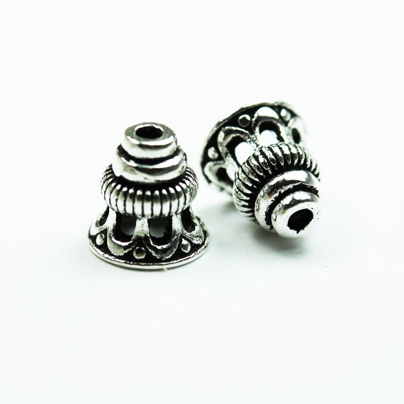 Sterling End Caps 4pcs Antiqued 925 sterling silver Jewelry Findings Bead cap,8*8mm Filigree Flower cap,5mm inner size,1mm hole