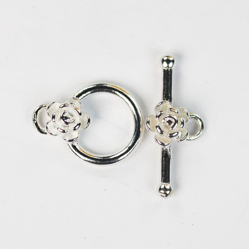 Toggle clasps 2sets 925 Sterling Silver Jewellery findings Toggle Clasp, 11mm Circle w/4mm closed jump ring, Tbar 20mm long, Hole2 mm