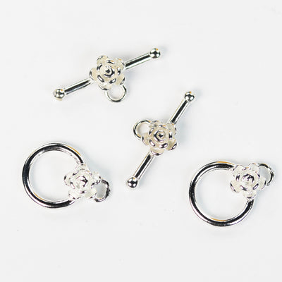 Toggle clasps 2sets 925 Sterling Silver Jewellery findings Toggle Clasp, 11mm Circle w/4mm closed jump ring, Tbar 20mm long, Hole2 mm