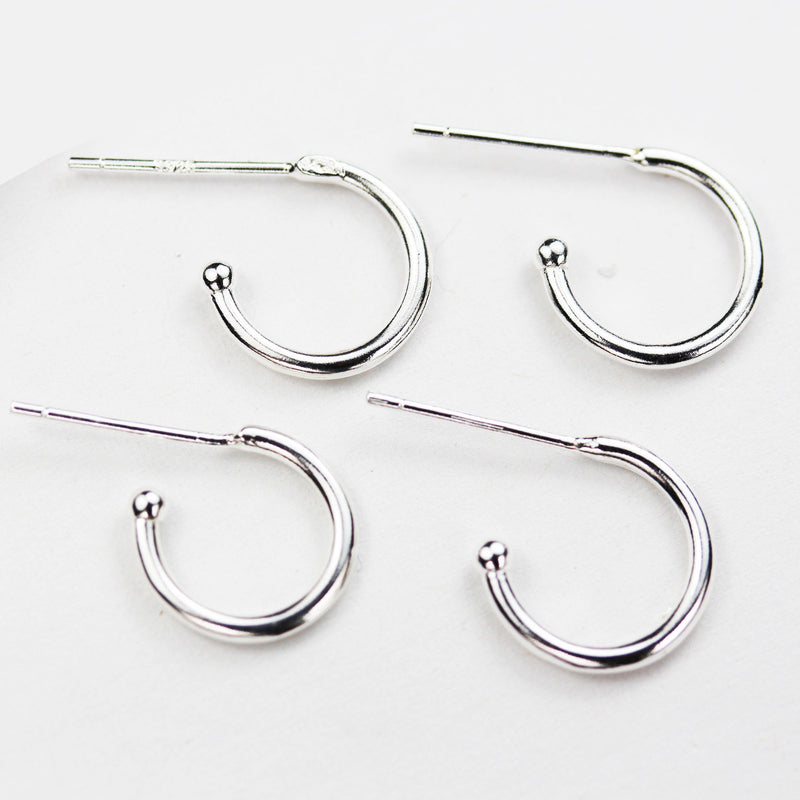 Earring Finding 1 Pair, 11mm 925 Sterling Silver Hoop Earrings , 11mm round 1.3mm thickness