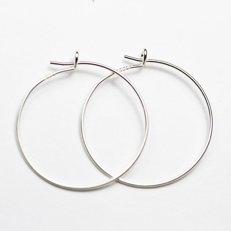 Earring Hoops 2 Pairs, 20mm 925 Sterling Silver Hoop Earrings , 20mm round 0.95mm thickness