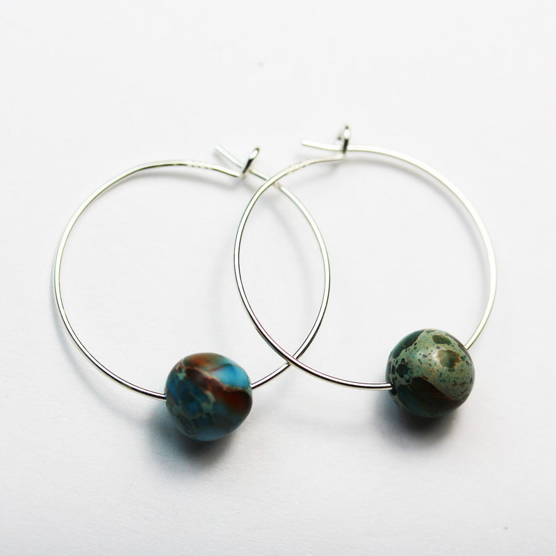 Earring Hoops 2 Pairs, 20mm 925 Sterling Silver Hoop Earrings , 20mm round 0.95mm thickness