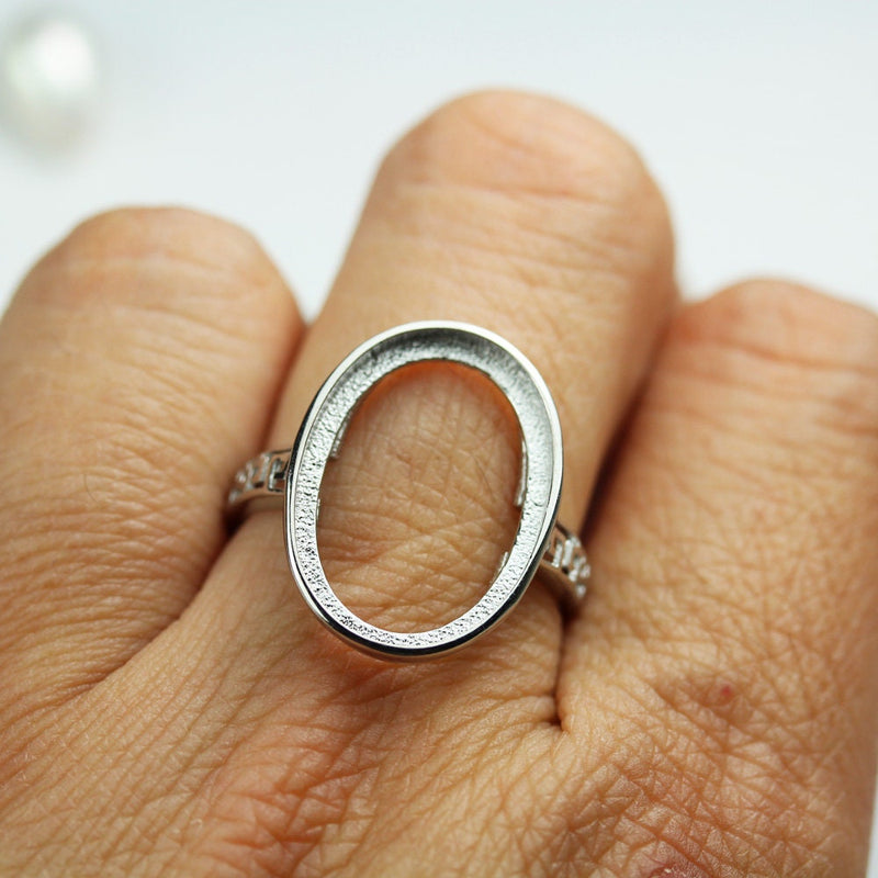 1pc adjustable 925 Sterling Silver Jewellery findings,Ring Mounting, Ring Setting,12*16mm