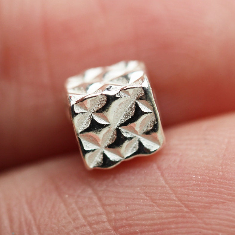 Silver Beads 4pcs 5mm Big hole 925 Sterling Silver Jewellery findings Cube Beads, 5mm cube, hole2.3mm