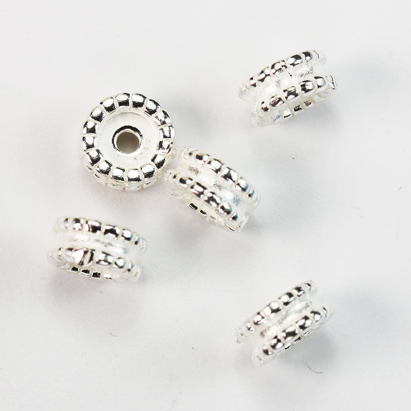 Spacer Beads 4pcs 7mm 925 sterling silver, Jewellery Findings Spacers,7mm diameter, 3.5mm thick, hole 1mm