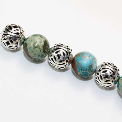 4pcs 8mm Antiqued 925 Sterling Silver Jewellery findings Filigree Ball Beads, 8mm, hole 1mm