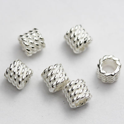 Sterling Silver Beads 925 Silver Findings 4pcs 6mm Big hole 925 Sterling Silver Jewellery findings  Beads, 6mm thickness, hole 2.8mm