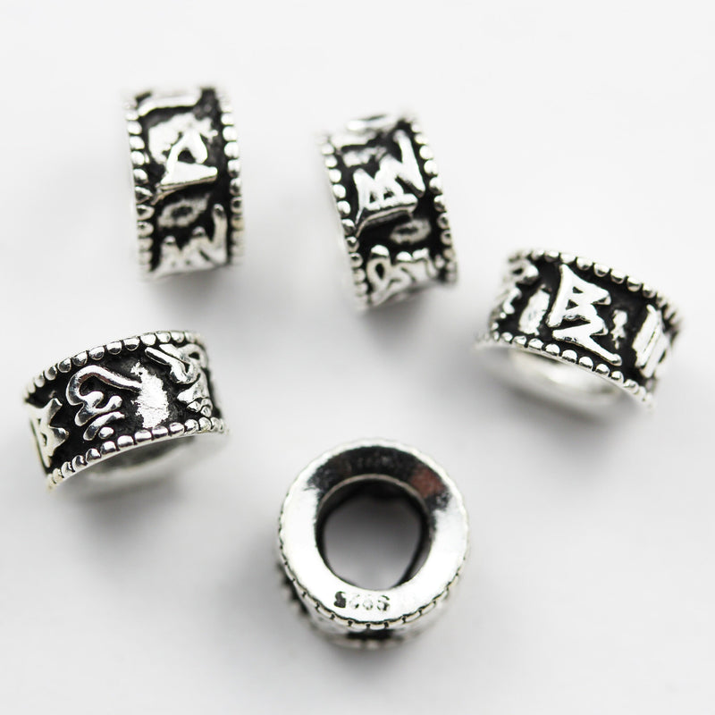 Silver Spacer Beads 2pcs 925 Antique Sterling Silver Jewellery findings Spacer Beads,8mm Rondelle, 5mm Thickness, hole 4.5mm