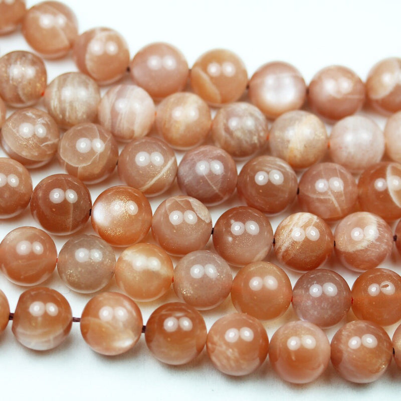 Orange Moonstone,10mm Gemstone Strand, 16 inch , 1mm hole,  40 beads