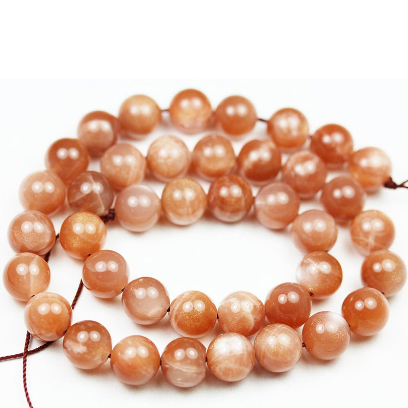 Orange Moonstone,10mm Gemstone Strand, 16 inch , 1mm hole,  40 beads