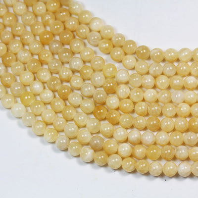 Yellow Jade, 8mm  Round Gemstone Strand, 15.5 inch , about 50 beads , 1mm hole