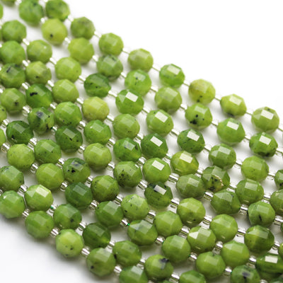 Natural Canadian Jade, 6*5.5mm Faceted  Oval gemstone ,One full strand Natural Gemstone, 7.5", about 24 beads, 1mm hole