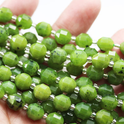 Natural Canadian Jade, 6*5.5mm Faceted  Oval gemstone ,One full strand Natural Gemstone, 7.5", about 24 beads, 1mm hole