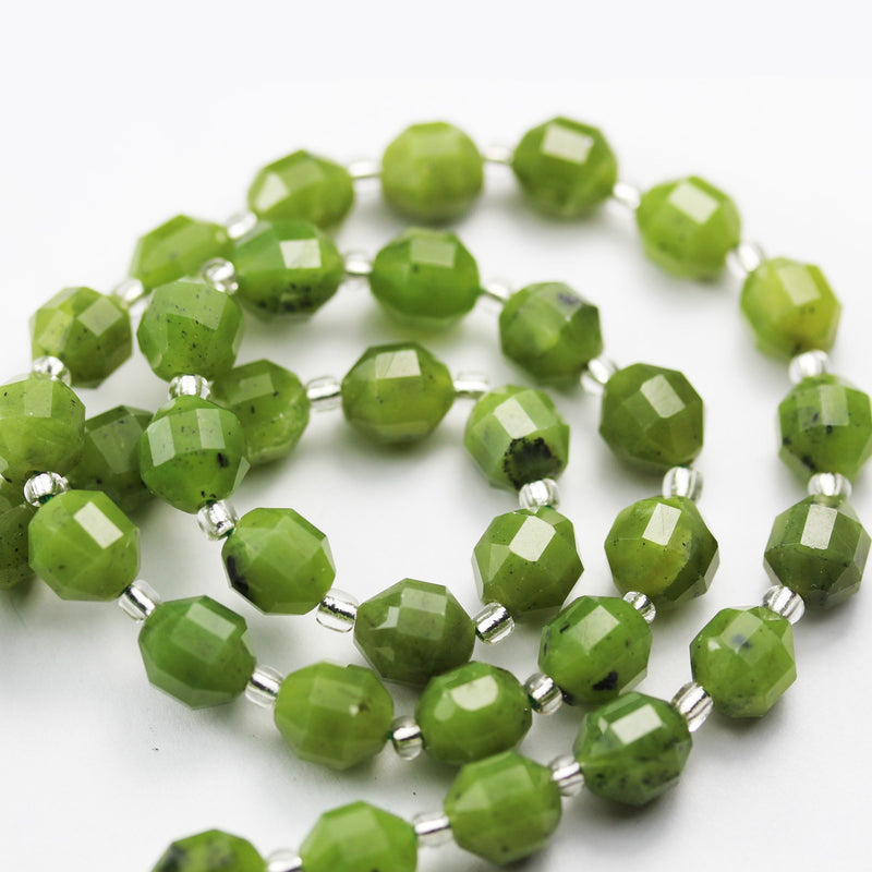 Natural Canadian Jade, 6*5.5mm Faceted  Oval gemstone ,One full strand Natural Gemstone, 7.5", about 24 beads, 1mm hole