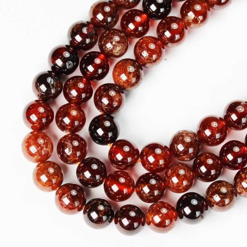 Natural Orange Garnet, 8mm Round Gemstone, One full strand, hole 1mm, 16" strand, About 50beads