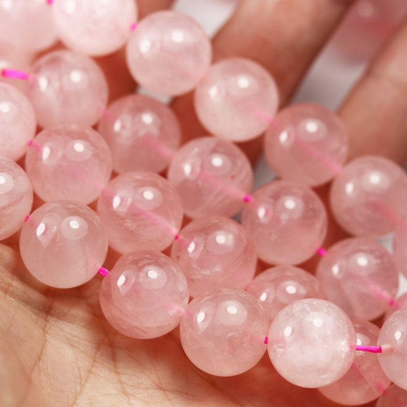 Natural Rose Quartz, 14mm Round Shape Gemstone Beads, 16 inch , 1mm hole, about 29 beads