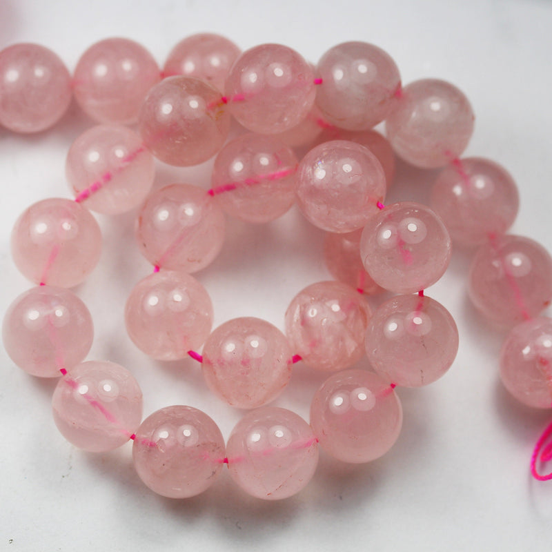 Natural Rose Quartz, 14mm Round Shape Gemstone Beads, 16 inch , 1mm hole, about 29 beads