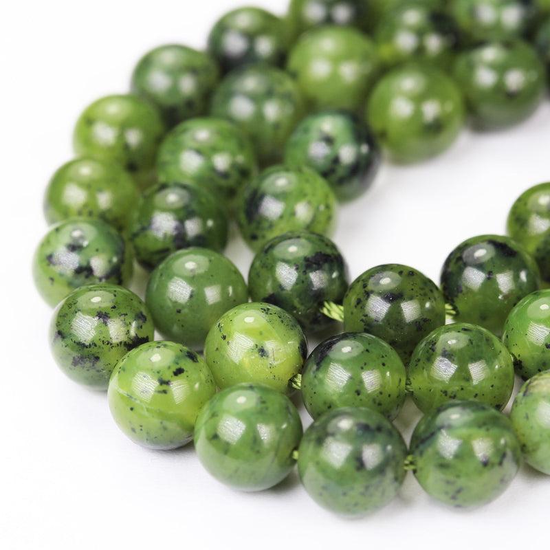 Canadian jade , 10mm Round Gemtsone, One full strand Green Beads Strand,1mm hole, 16"