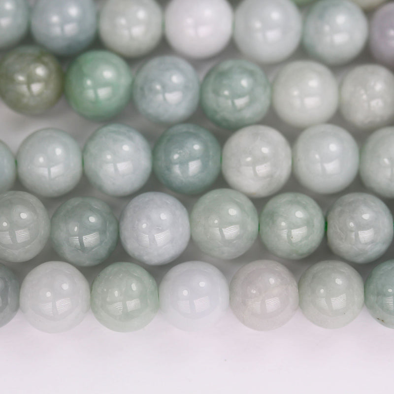 Natural Burmese Burma Jade , 8mm Round Gemstone, One full strand Green Beads Strand,1mm hole, 16"