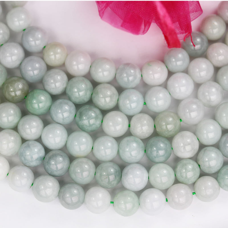 Natural Burmese Burma Jade , 8mm Round Gemstone, One full strand Green Beads Strand,1mm hole, 16"