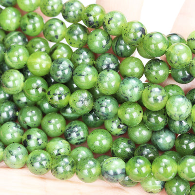 Canadian jade , 10mm Round Gemtsone, One full strand Green Beads Strand,1mm hole, 16"