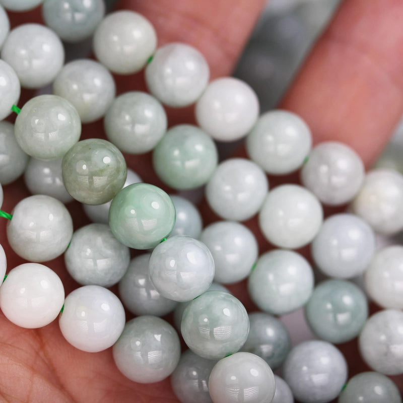 Natural Burmese Burma Jade , 8mm Round Gemstone, One full strand Green Beads Strand,1mm hole, 16"