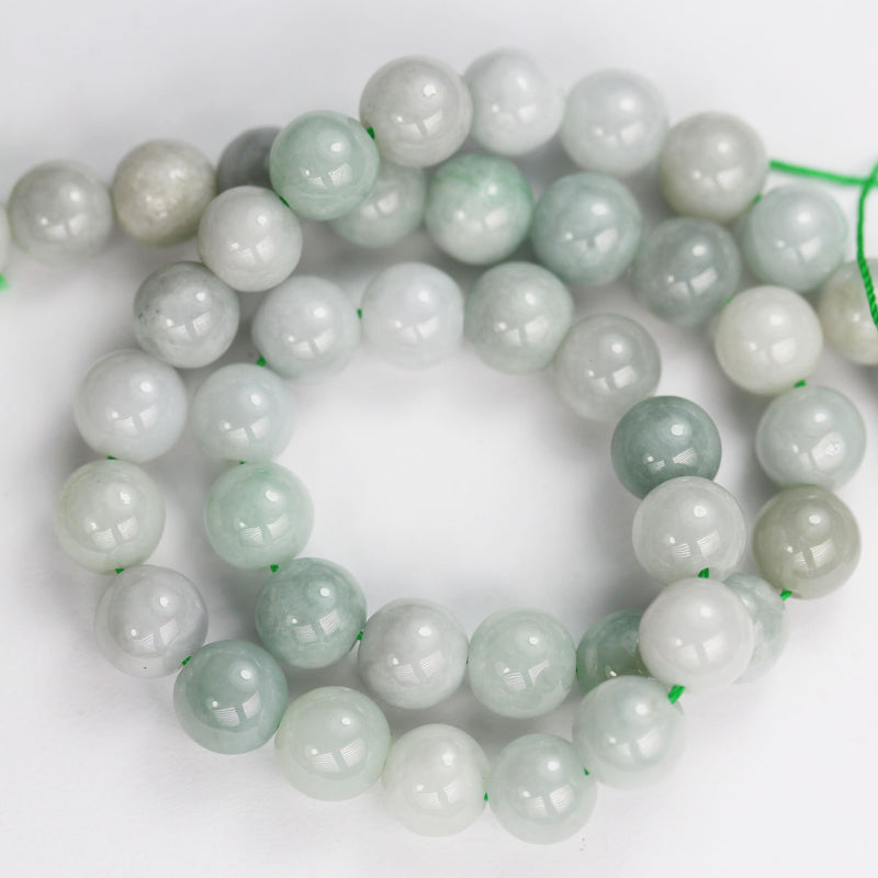 Natural Burmese Burma Jade , 8mm Round Gemstone, One full strand Green Beads Strand,1mm hole, 16"