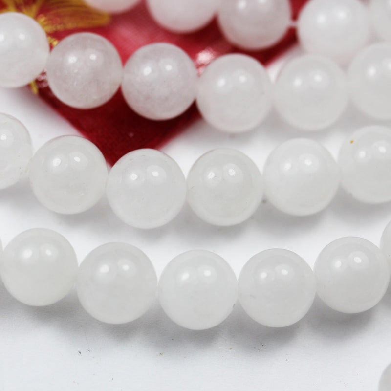 White Jade, 10mm Round Gemstone Beads Strand ,One full strand , hole 1mm, 16 inch, about 40beads