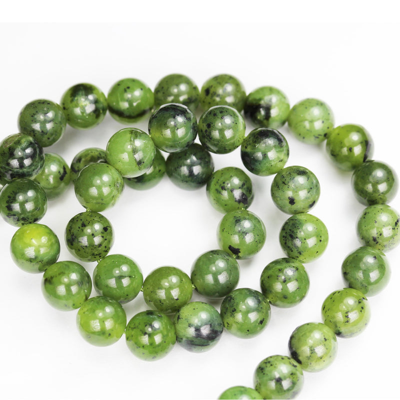 Canadian jade , 10mm Round Gemtsone, One full strand Green Beads Strand,1mm hole, 16"