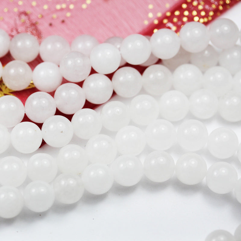 White Jade, 10mm Round Gemstone Beads Strand ,One full strand , hole 1mm, 16 inch, about 40beads