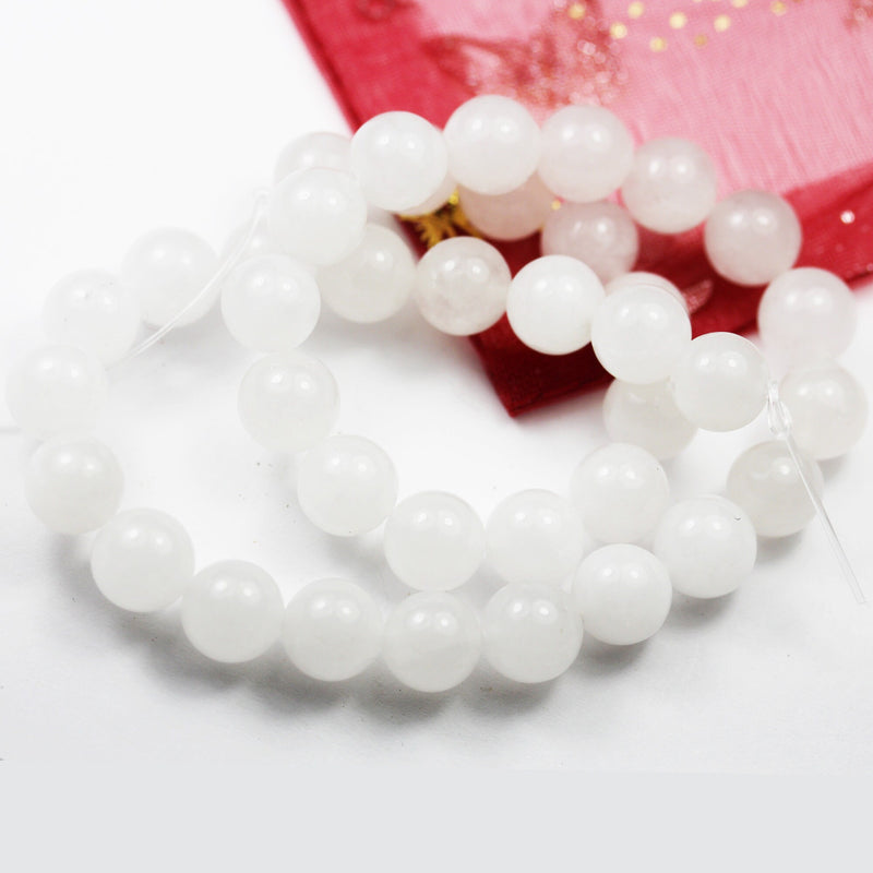 White Jade, 10mm Round Gemstone Beads Strand ,One full strand , hole 1mm, 16 inch, about 40beads