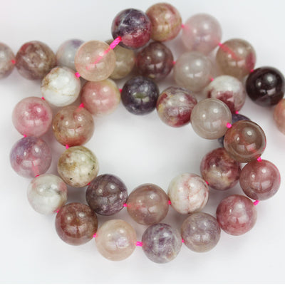 Natural Pink Tourmaline, 10mm Pink Round Gemstone Strand, 15.5 inch , about 40 beads , 1mm hole