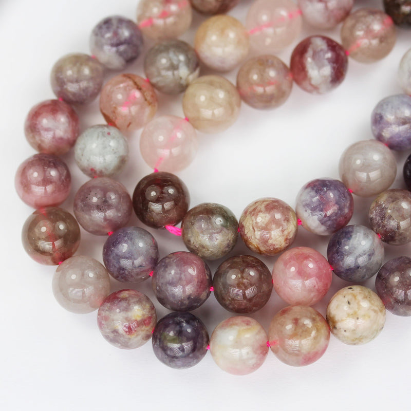 Natural Pink Tourmaline, 10mm Pink Round Gemstone Strand, 15.5 inch , about 40 beads , 1mm hole