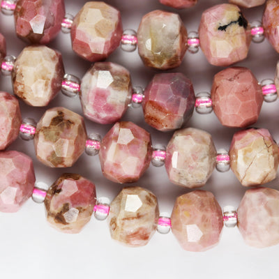 Natural Rhodonite,  6*8mm Faceted Rondelle Gemstone Strand, 8 inch , about 25 beads,hole1mm