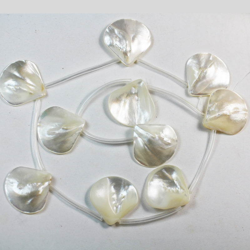 Natural Shell beads, 25mm Top Drilled Fan Shape Strand,15.5 inch, about 10 beads , 1mm hole