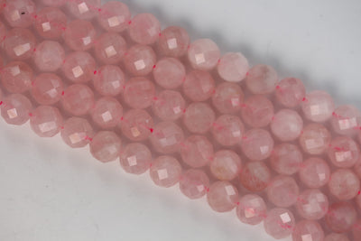 Genuine Natural Madagascar Rose Quartz Gemstone Purple Pink 8mm Faceted Round Strand, 7.5inch , about 25 beads,hole1mm