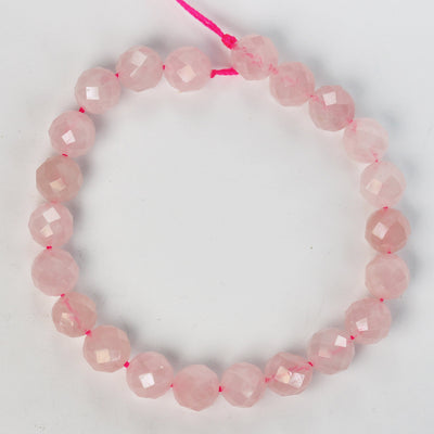 Genuine Natural Madagascar Rose Quartz Gemstone Purple Pink 8mm Faceted Round Strand, 7.5inch , about 25 beads,hole1mm